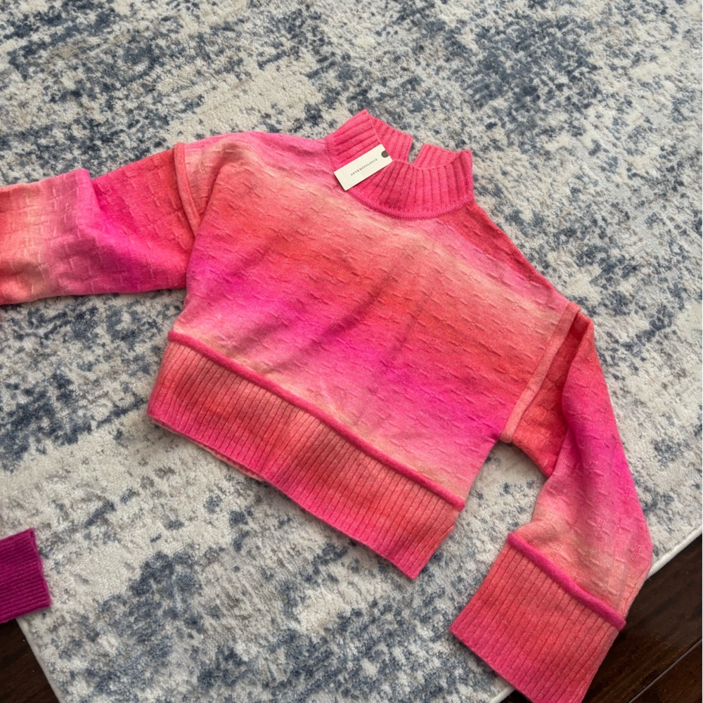 Anthropologie xs Pink Ombre Cropped Sweater nwt